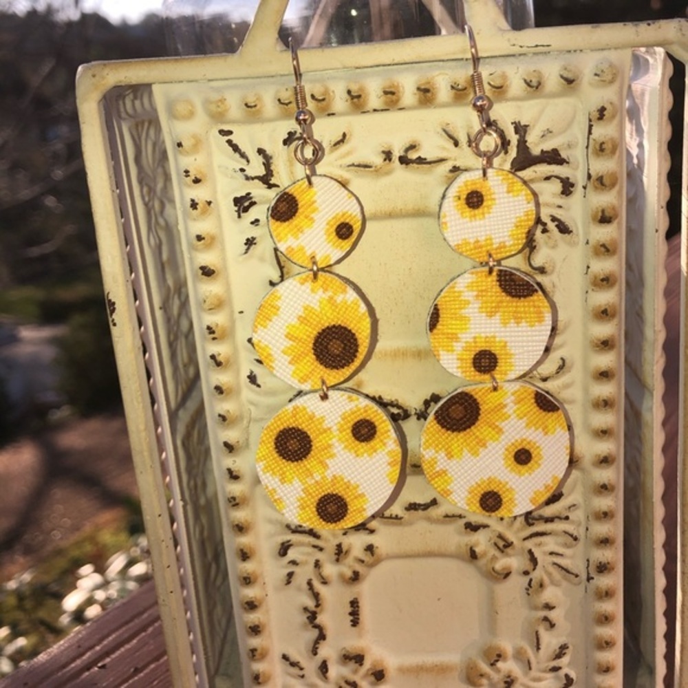 Sunflower Faux Leather Earrings